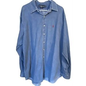 RALPH Lauren Shirt Blaire Cotton Men’s Denim Shirt Size XL Blue Long Sleeve